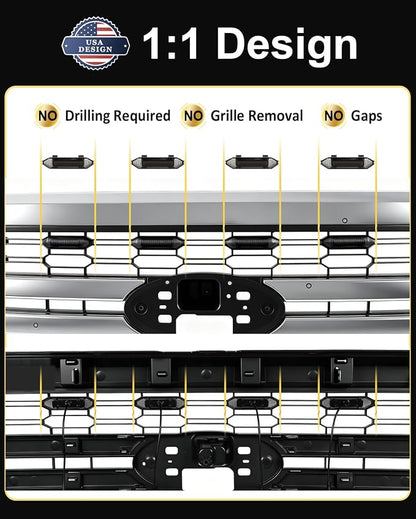 Front Grill Raptor Lights for Ford F150 2024 2025 2026 (White, Lariat) | 5th Gen F150 Grille Marker Lights, Waterproof F150 LED Lights Accessories, Snap-in Installation, OEM Style, Off-road Driving