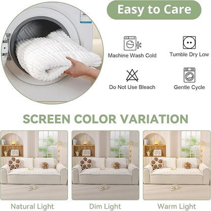 OstepDecor Couch Cover for Dogs, Washable Non Slip Sofa Cover for Pets | Soft Couch Covers for Sofa, Loveseat and Sectional, Furniture Protector Against Pet Hair & Dirt (20" x 24", White)
