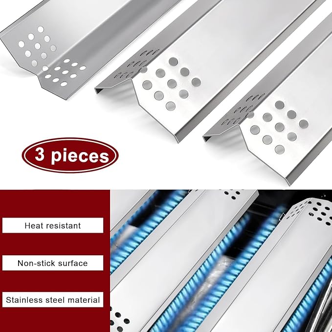 Hiorucet Grill Grates Parts for Kitchenaid Grill 720-0787D, 720-0953, 730-0953, 720-0953A, Stainless Steel Cooking Grids Grates, Heat Plates, Burners Tubes for Kitchen Aid 3-Burner Replacement Parts.
