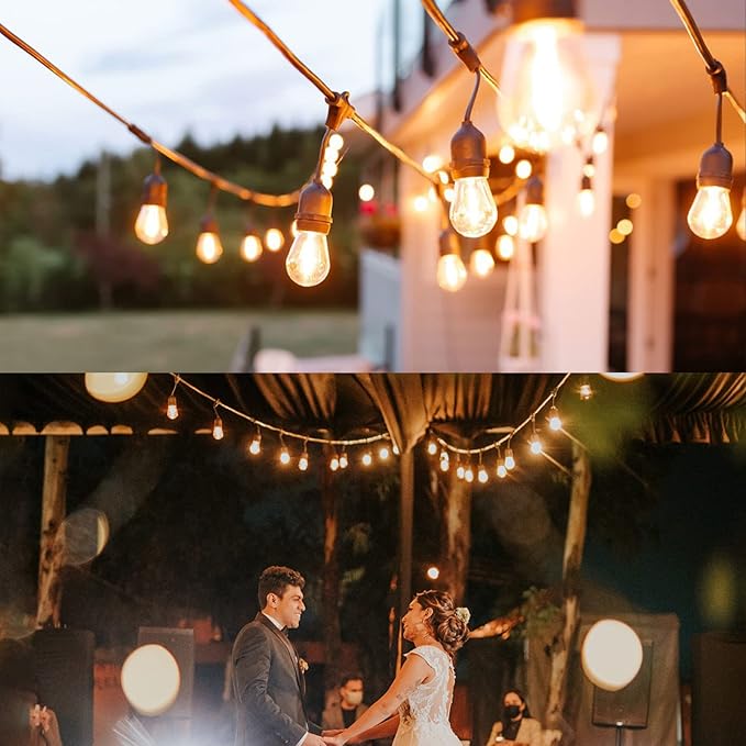 BRIMAX 12FT Outdoor String Lights with 5 LED Bulbs 2W Shatterproof Edison Bulb Commercial Grade Waterproof Outside Light 2700K Warm White for Bistro Gazebos Porch Patio Garden