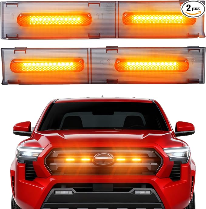 Front Grille Grill led Lights for 2024 2025 Tacoma SR SR5 Amber | 2026 toyota tacoma sr sr5 grills light accessories