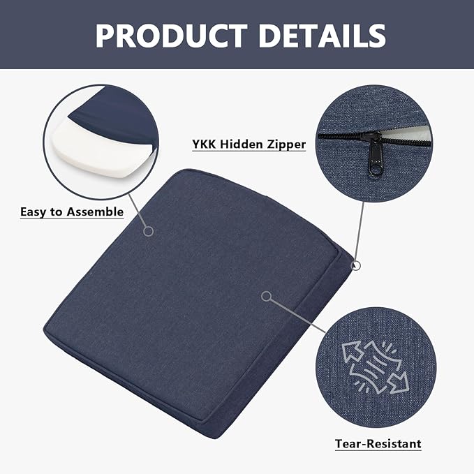 Goodgoods 20 x 20 Outdoor Chair Cushions Set of 4, 1000+ Hours Fade-Resistant & Water-Resistant Furniture Chair Cushions with 30D High-Resilience Foam for Dining Room, Patio Chair, Sky