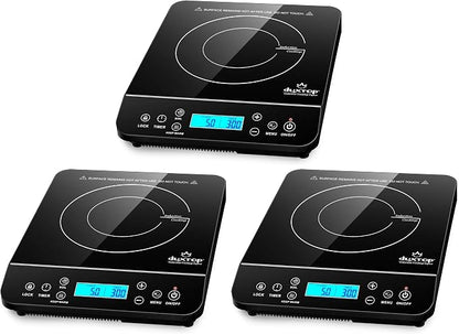 Duxtop Portable Induction Cooktop, Countertop Burner Induction Hot Plate with LCD Sensor Touch 1800 Watts, Black 9610LS BT-200DZ (Pack of 3)