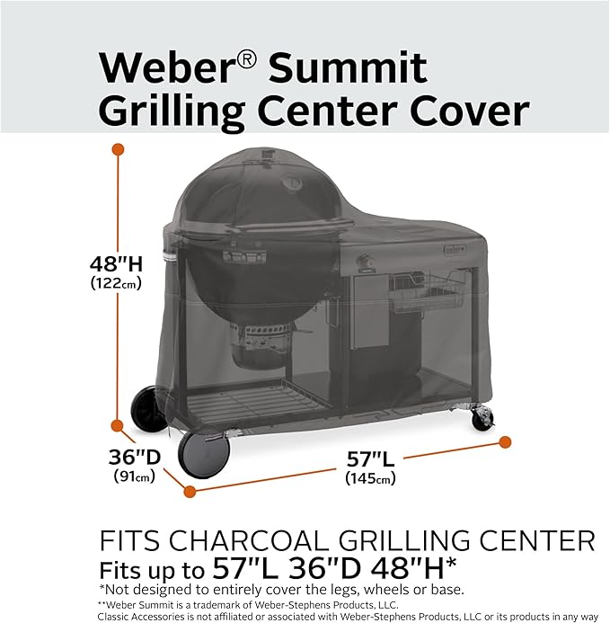 Classic Accessories Ravenna Water-Resistant 57 Inch Grill Center Cover for Weber Summit