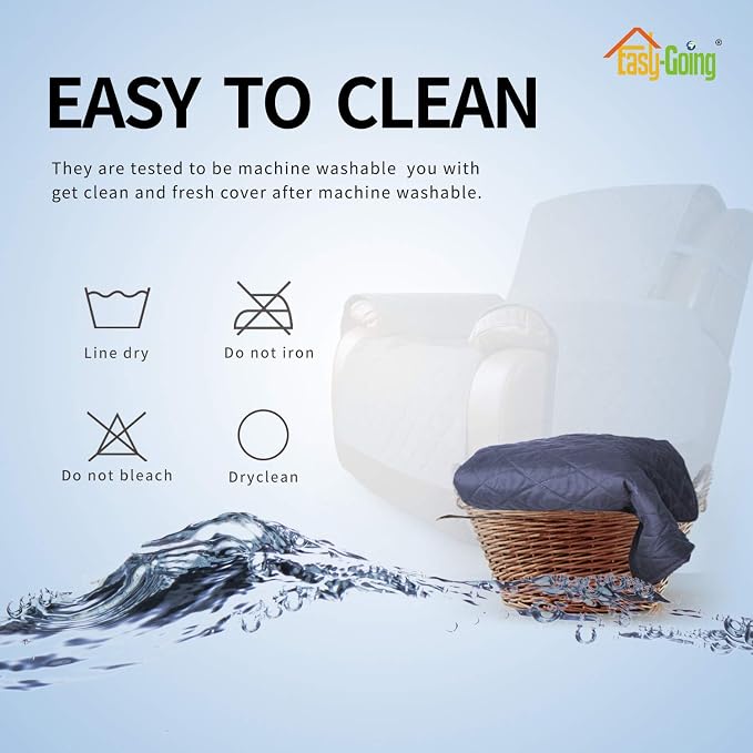 Easy-Going Reversible Couch Cover, Oversized Recliner, Dark Blue/Light Blue | Machine Washable Slipcover For Dogs, Water Resistant Furniture Mat For Living Room, Non-Slip Sofa Cover, Pet Friendly