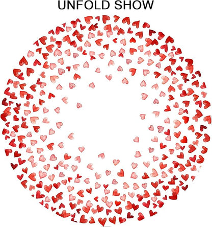 Sweetshow Valentine's Day Table Cloth Round Love Red Hearts Tablecloth 60 Inch Decor Washable Stain and Wrinkle Resistant Round Table Cover for Dining Picnic