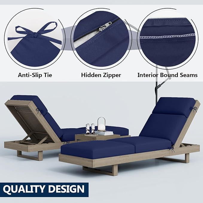 4 Pcs Chaise Lounge Cushions Outdoor, 80 x 26 x 4 Inch Lounge Chair Cushions for Outdoor Furniture - Waterproof Lounge Patio Replacement Cushion, 4In Fade-Resistant ThickPatio Chaise Lounge Cushion