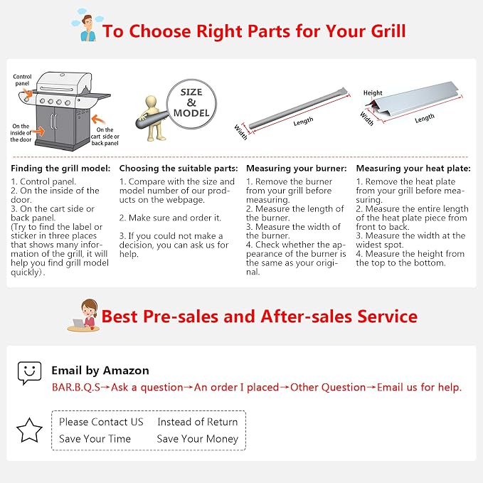 Hisencn SUS304 Stainless Steel Grill Replacement Parts for Kenmore 146.34611410 146.23679310 146.10016510 146.34461410 146.16198211 146.23673310 146.16142210 146.46366610 146.1001751 146.4636561 | Stainless Steel Burner and Heat Plates for Kenmore Gas ...