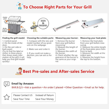 Hisencn SUS304 Stainless Steel Grill Replacement Parts for Kenmore 146.34611410 146.23679310 146.10016510 146.34461410 146.16198211 146.23673310 146.16142210 146.46366610 146.1001751 146.4636561 | Stainless Steel Burner and Heat Plates for Kenmore Gas ...