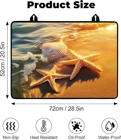 Heat-Resistant Glass Stove Top Cover with Anti-Slip Rubber Coating – Electric Stove Protector, Scratch-Resistant, Expands Counter Space, Stylish Kitchen Decor (Starfish)