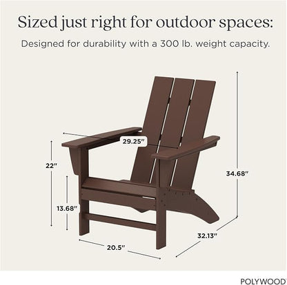 POLYWOOD Modern Adirondack Chair – All-Weather Outdoor Lawn Adirondack Chairs – HDPE, Fade-Resistant & Durable Outdoor Furniture – For Patio, Deck & Fire Pit Chairs – Mahogany Brown