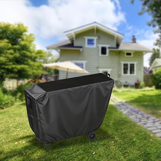 Outdoor Dining Grill Cart Cover - 51" D x 19" W x 34" H, 600D Grill Cart Cover for JY QAQA PET, Heavy Duty Waterproof BBQ Food Prep Table Covers, Black