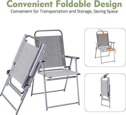 Shintenchi 6 Piece Outdoor Patio Furniture Set, Small Outdoor Patio Dining Table and Chairs Set, Outdoor Seating with Umbrella for Backyard, Balcony, Front Porch, Ice Silver