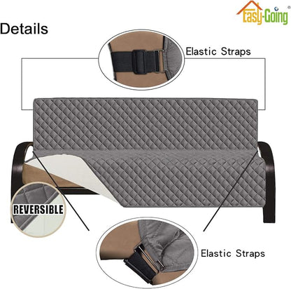 Easy-Going Reversible Couch Cover, Large Futon Sofa, Gray/Ivory | Machine Washable Slipcover For Dogs, Water Resistant Furniture Mat For Living Room, Non-Slip Sofa Cover, Pet Friendly