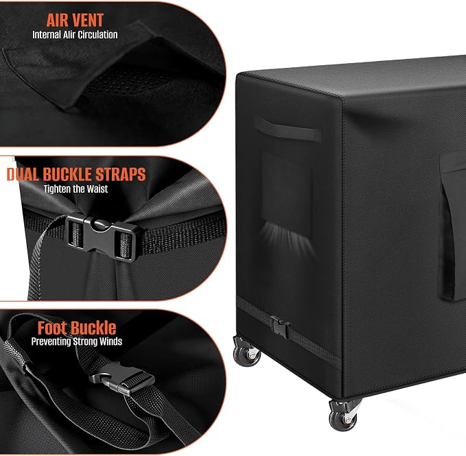 Kovshuiwe Outdoor Bar Cart Cover for 48 Inch BBQ Food Prep Table, Heavy Duty 600D Oxford Fabric Outdoor Dining Cart/BBQ/Worktable Metal Movable Table Waterproof Cover