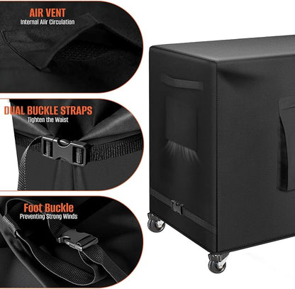 Kovshuiwe Outdoor Bar Cart Cover for 48 Inch BBQ Food Prep Table, Heavy Duty 600D Oxford Fabric Outdoor Dining Cart/BBQ/Worktable Metal Movable Table Waterproof Cover