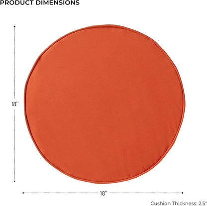 Set of 2 Outdoor 18 inch Round Patio Dining Chair Pads – Comfortable Fiber-Filled Seat Cushions with Ties, Reversible Polyester Fabric - Rust