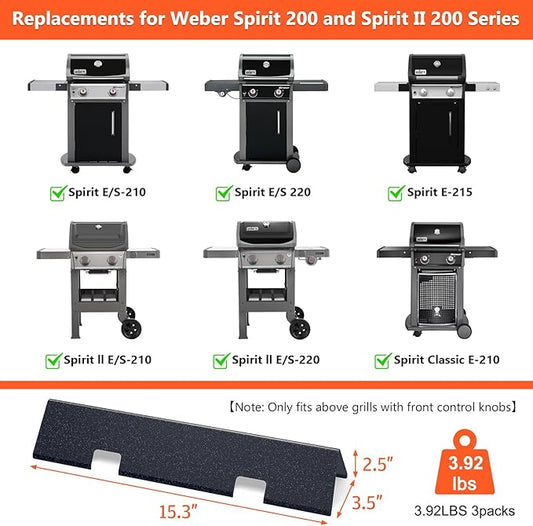 15.3" Flavorizer Bars for Weber Spirit e210, Grill Parts for Weber Spirit 200, GS4 Spirit II E-210 Grills with Front Control, 16GA Porcelain Steel Spirit e210 Replacement Parts for Weber 7635 67045