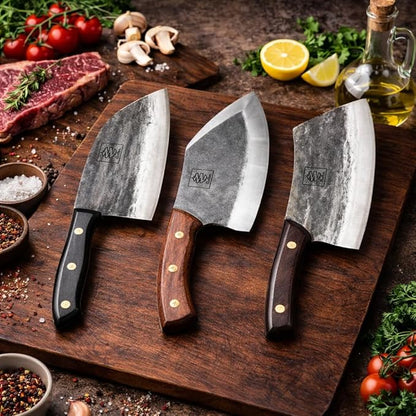 COOLINA The Holy Trio Premium 3-Piece Kitchen Knife Set | High Carbon Steel Blade, Ergonomic, Razor-Sharp Daily Kitchen Knives (Promaja, Lixy, Altomino)