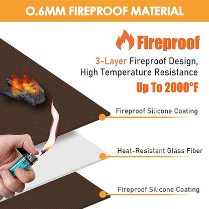 3'x4' Fireproof Heat Shield for Wall Behind Grill Protect Deck Fence from Grill Heat, Heat Shield Grill Mat, Stove Wall Protector Fridge, Grill Mat Accessories Compatible with Blackstone, Brown