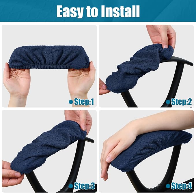 Smiry Office Computer Chair Armrest Covers, 2PCs Anti-dust Arm Rest Pad | Removable Washable Desk Chair Arm Pad Covers, Navy