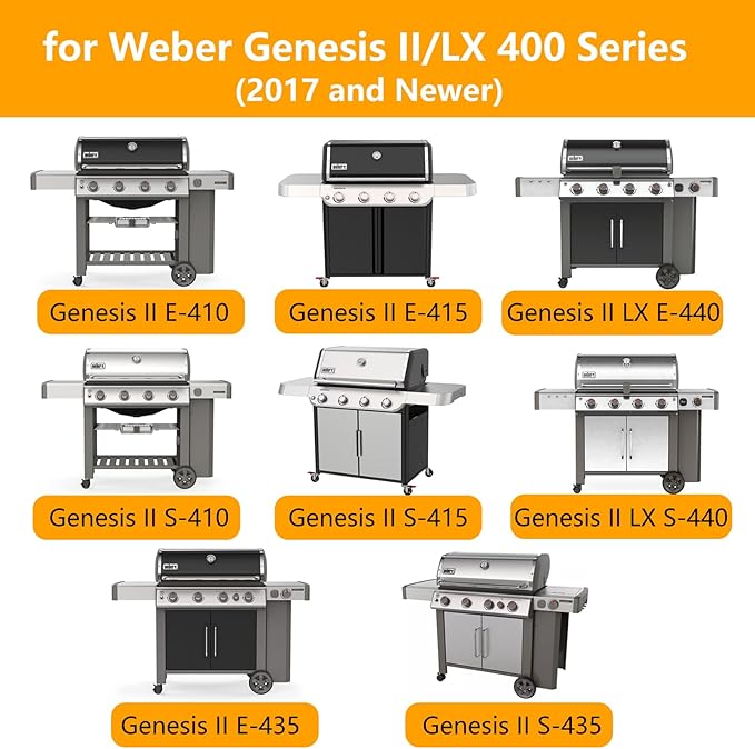 Hongso 18 7/8 inch Cast Iron Grill Grates for Weber Genesis II 400 Series E410 S410 SE410 E415 S415 E435 S435, II LX E440 S440, Genesis 2 GS4 Gas Grill Models, Replacement Parts for 66097 66089