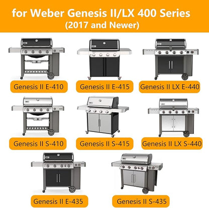Hongso 18 7/8 inch Cast Iron Grill Grates for Weber Genesis II 400 Series E410 S410 SE410 E415 S415 E435 S435, II LX E440 S440, Genesis 2 GS4 Gas Grill Models, Replacement Parts for 66097 66089