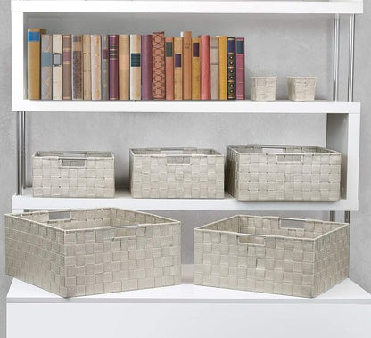 Sorbus Storage Baskets for Organizing (Set of 7), Mesh Hand-Woven Design, Linen Closet Organizers and Storage, Organizer Storage Baskets for Shelves, Variety Pack Organizers and Storage (Beige)