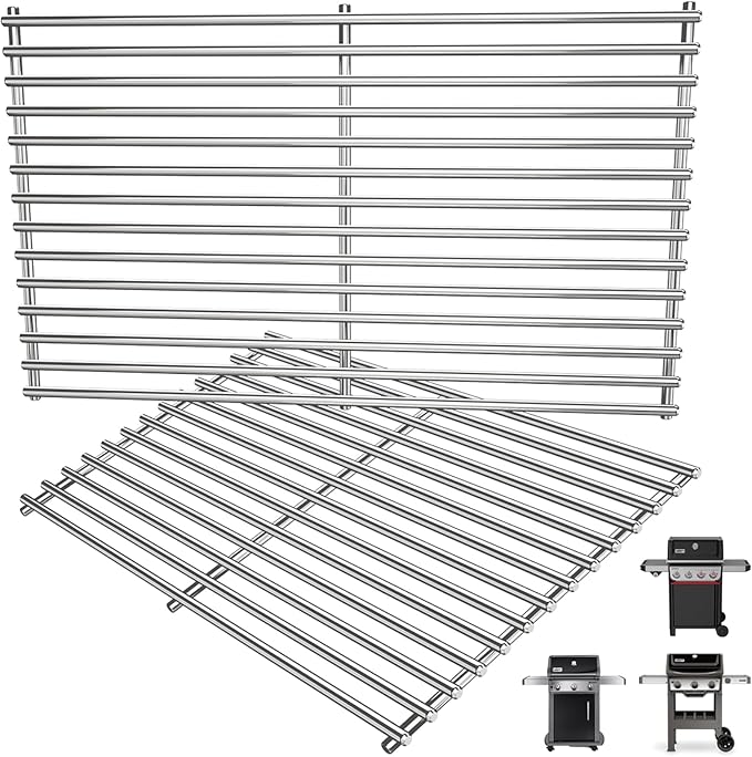 7638 7639 Grill Grates for Weber Spirit 2 Grill Parts GS4 Spirit II/I 300 SER,Spirit 700,Webber Spirit 400(2025 Y) Replacement for Weber Genesis Gold/Silver B/C, 7856 7860, Stainless Steel Accessories