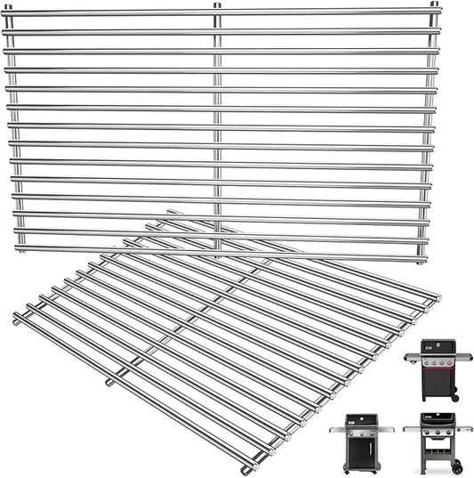 7638 7639 Grill Grates for Weber Spirit 2 Grill Parts GS4 Spirit II/I 300 SER,Spirit 700,Webber Spirit 400(2025 Y) Replacement for Weber Genesis Gold/Silver B/C, 7856 7860, Stainless Steel Accessories