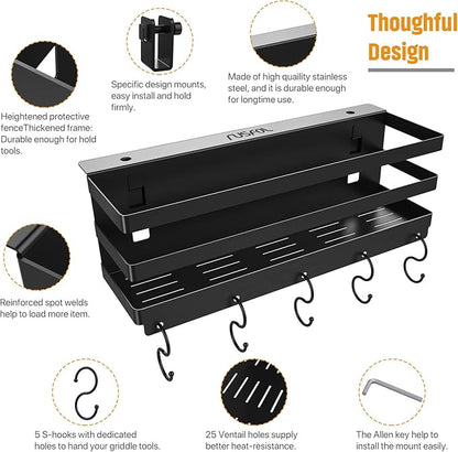 Upgraded Stainless Steel Griddle Caddy for 28"/36" Blackstone Griddles, with a Allen Key, Space Saving BBQ Accessories Storage Box, Free from Drill Hole&Easy to Install