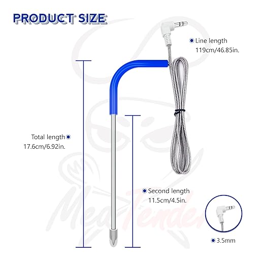 2-Pack Replacement Meat Temperature Probe Kit Compatible with Traeger Pellet Grills & Smokers – 3.5mm Plug Food Thermometer Sensor (Replaces BAC431), 1000°F Heavy Duty Braided Wire