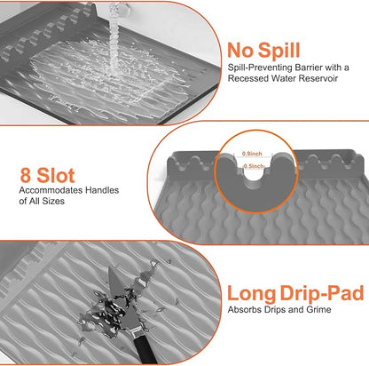 Silicone Griddle Tools Mat with Drip Pad for Blackstone – Non-Slip Spatula Rest & Side-Shelf Mat for Outdoor Grill Kitchen Counter, Heat-Resistant Grill Pad, Blackstone Griddle Accessories（Gray）