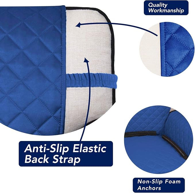PureFit Reversible Quilted Couch Covers for Dogs Loveseat Sofa Cover 46.5” | Classic Blue/Ivory, Water Resistant Couch Protector, Washable Pet Couch Cover with Non Slip and Elastic Straps For Kids