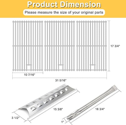 Grill Parts for Master Forge 3218LT Kenmore 148.16156210 | Fits Master Forge 3218LTN 3218LTM, Kenmore 148.1637110, Stainless Steel Grill Grates Replacement, Heat Plates and Burners