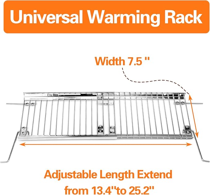 Utheer 13.4''-25.2'' Warming Rack for Charbroil Grill Replacement Parts 2&3&4 Burner 463347017 463376018P2 466347017 463625217 463371116 463673017 Stainless Steel Grill Adjustable Warming Grates