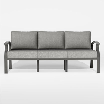 ALAULM Aluminum 3-Seat Patio Furniture Set, Metal Outdoor Furniture Sectional Sofas w/5.1" Cushions for Patio, Backyard, Poolside-Grey