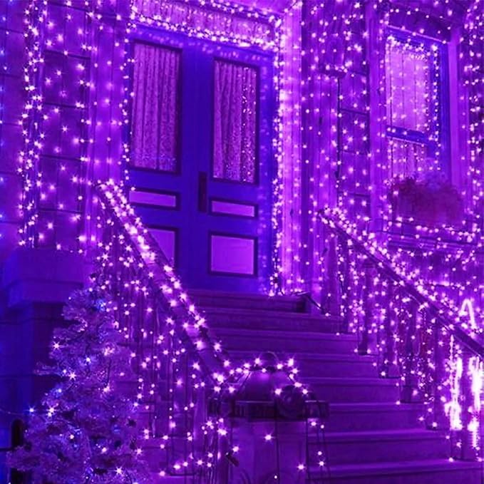 75.8FT 200 LED Extendable Purple Halloween String Lights Indoor Outdoor | Timer & Memory Function & 8 Modes Plug in String Lights Waterproof for Creepy Halloween Tree Roof Haunted House Decorations