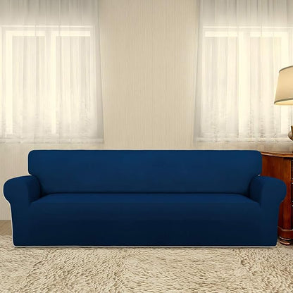PureFit Stretch Couch Covers for Sofa 4 Seater Slipcovers Navy | 1-Piece Sofa Cover Washable Soft Couch protector, Couch Slipcover with Non Skid Foam and Elastic Bottom for Kids, Dogs
