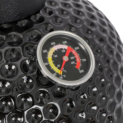Ceramic Charcoal Grill Camping Indoor/Outdoor Cooking Portable Round (13in Black)