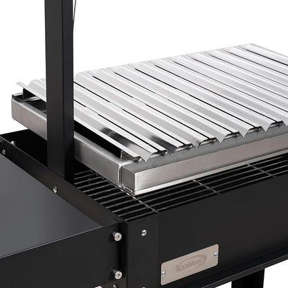 KoolMore 50 in. Charcoal Grill BBQ, Santa Maria Argentine Outdoor Grill with Interchangeable V Grates, Heavy Duty Barbecue Grilling Grill, Black
