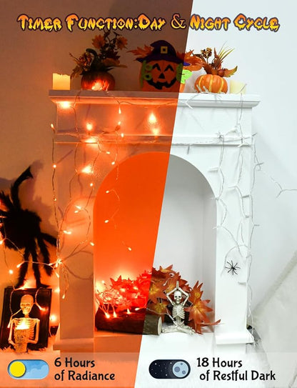 Cshare Halloween String Lights Battery Operated With Timer - 9.8ft 30LED Orange Waterproof Lights for Outside Decorations, Party, Yard, Pathway, Indoor and Outdoor