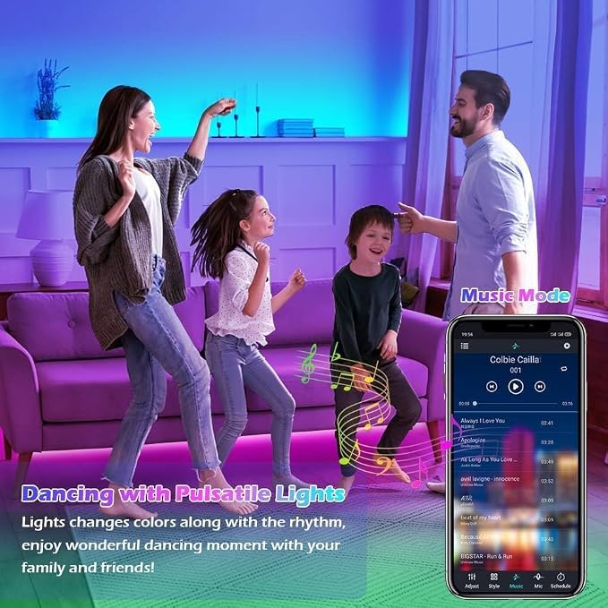 AILBTON 200ft Led Strip Lights(2 Rolls of 100ft led Lights) Ultra Long Led Light Strip with App Voice Control Remote,5050 RGB Music Sync Color Changing Led Lights for Bedroom,Party,Home Decoration