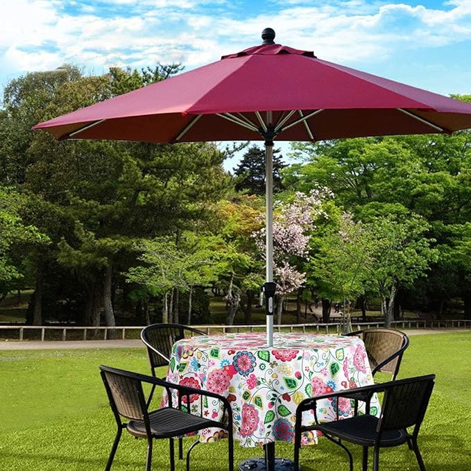 EHouseHome Outdoor Indoor 70inch Round Tablecloth with Umbrella Hole and Zipper, Waterproof Zippered Patio Table Cloths, Spring/Summer Table Covers for Backyard Circular Table/BBQs/Picnic