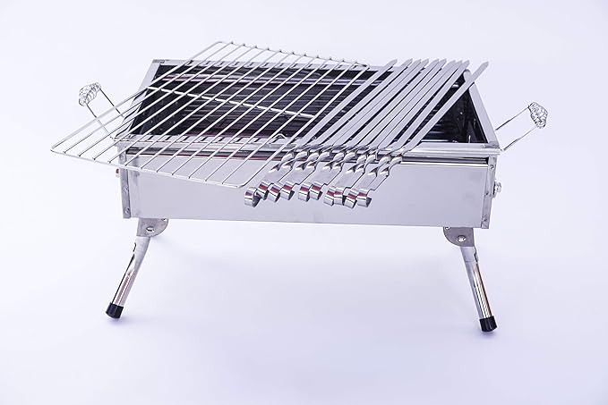 Stainless Stell Charcoal Portable Grill Mangal Shish Kebab Kabob Bbq Barbecue Shashlik