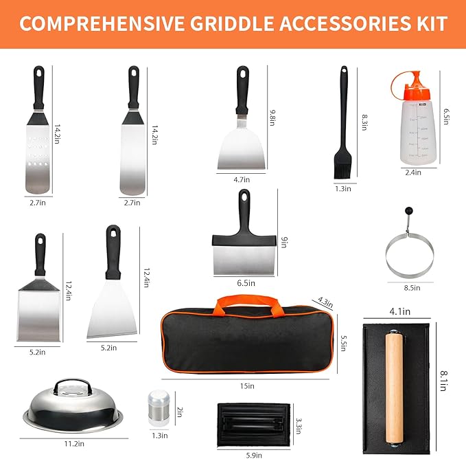 18PCS Heavy Duty BBQ Grill Tools Set, Stainless Steel Grill Accessories Kit for Outdoor Grilling