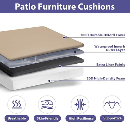 IPYNBAP Outdoor Chair Cushions Set of 4 -Waterproof Outdoor Seat Cushions for Patio Furniture, Patio Chair Cushion with Handle and Ties, Out Door Chair Pads,17x16x2-Square,Beige