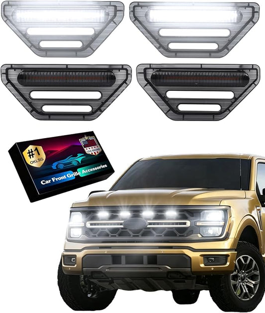 Front Grill Raptor Lights for Ford F150 2024 2025 2026 (White, Tremor) | 5th Gen F150 Grille Marker Lights, Waterproof F150 LED Lights Accessories, Snap-in Installation, OEM Style, Off-road Driving