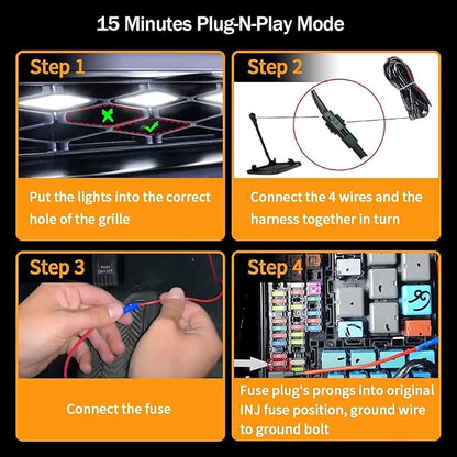 4pcs LED Grill Lights for 2014-2021 Toyota 4Runner TRD Pro Grille, Including SR5, TRD off-road, Limited, TRO Pro Models Raptor Style LED Light (White light with black housing)