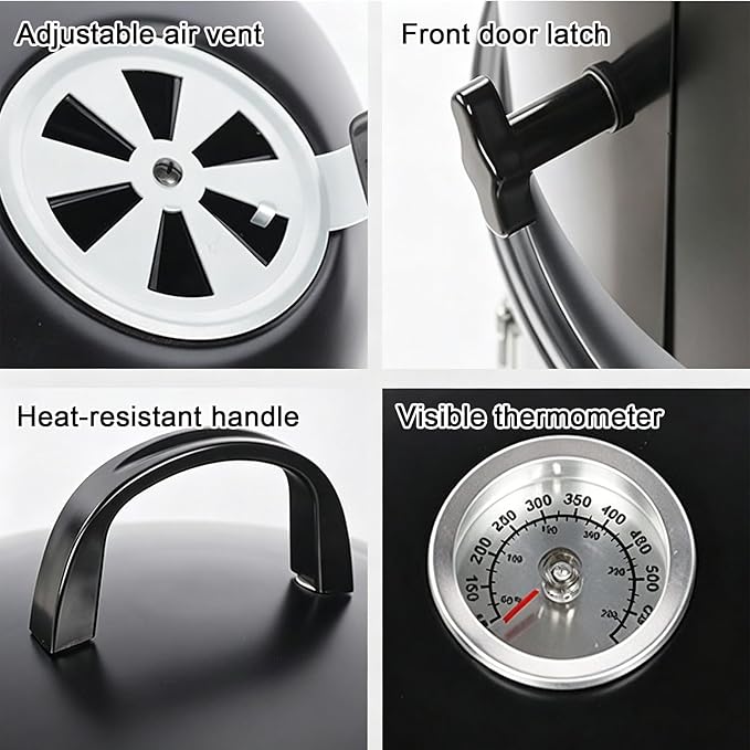 Charcoal Roast Duck Oven with Observation Window Steel Barbecue Grill with Various Accessories 360° Even Heating Triangular Stability for Roasting Duck, Turkey, Lamb, Pork, and Poultry
